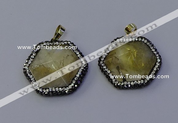 NGP7113 30*30mm hexagon citrine gemstone pendants wholesale