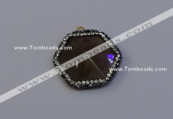 NGP7115 30*30mm hexagon smoky quartz pendants wholesale