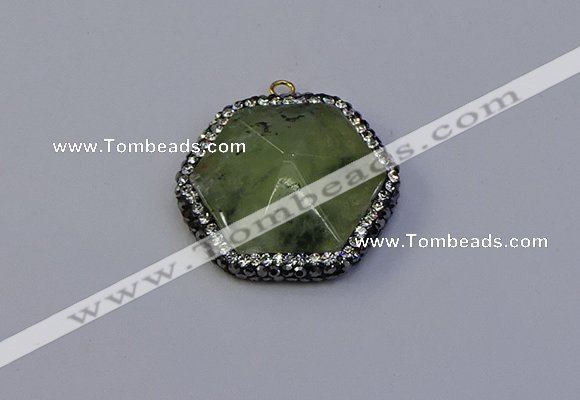 NGP7117 30*30mm hexagon green qutilated quartz pendants wholesale