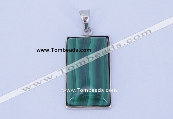 NGP712 13*25mm rectangle natural malachite with sterling silver pendant