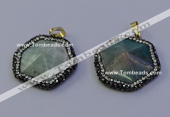 NGP7120 30*30mm hexagon amazonite gemstone pendants wholesale