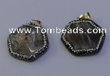 NGP7122 30*30mm hexagon moonstone gemstone pendants wholesale