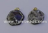 NGP7124 30*30mm hexagon labradorite gemstone pendants wholesale