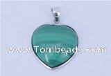 NGP713 19*22mm heart natural malachite with sterling silver pendant