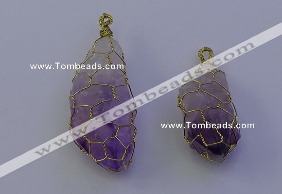 NGP7147 20*40mm - 30*45mm faceted nuggets amethyst pendants