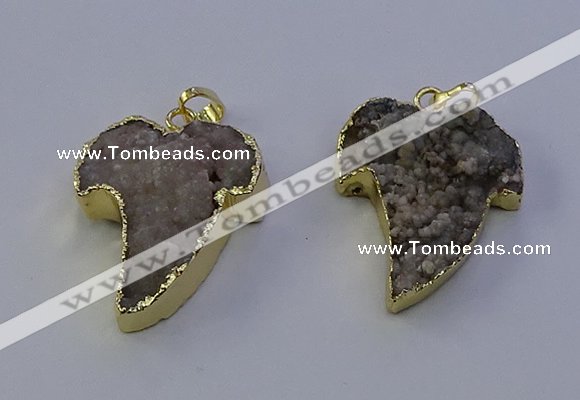 NGP7153 25*35mm teeth-shaped druzy agate pendants wholesale