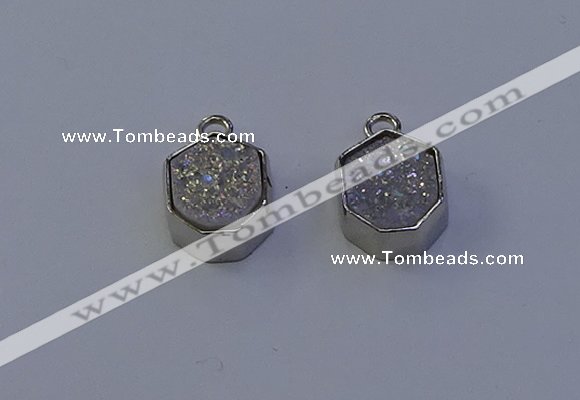 NGP7155 12*15mm plated druzy agate pendants wholesale