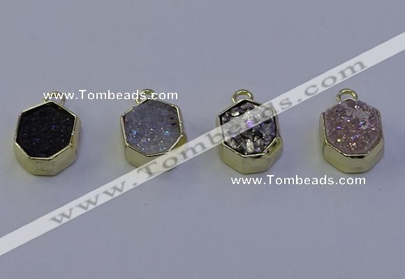 NGP7165 12*15mm plated druzy agate pendants wholesale