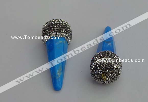 NGP7173 20*50mm faceted cone white howlite turquoise pendants