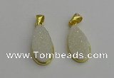 NGP7178 10*20mm flat teardrop druzy quartz pendants wholesale