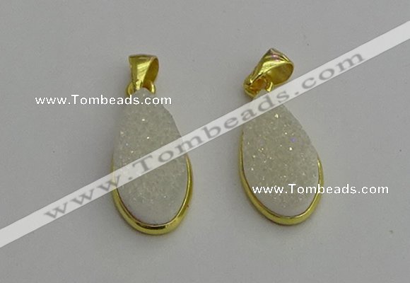 NGP7178 10*20mm flat teardrop druzy quartz pendants wholesale