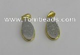 NGP7179 10*20mm flat teardrop plated druzy quartz pendants