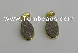 NGP7180 10*20mm flat teardrop plated druzy quartz pendants