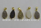 NGP7183 10*20mm flat teardrop plated druzy quartz pendants