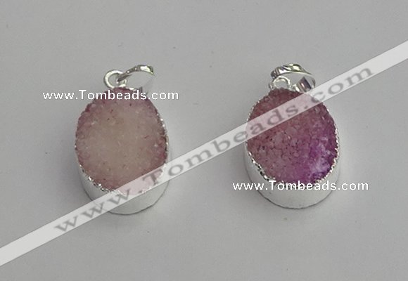 NGP7187 15*20mm oval druzy quartz pendants wholesale