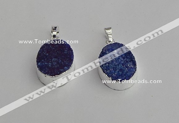 NGP7190 15*20mm oval druzy quartz pendants wholesale