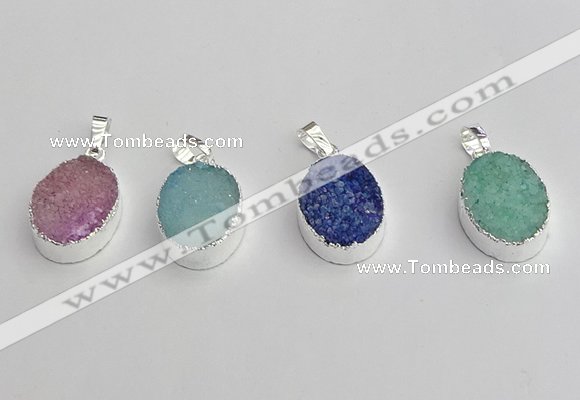 NGP7192 15*20mm oval druzy quartz pendants wholesale