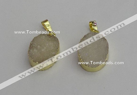 NGP7195 15*20mm oval druzy quartz pendants wholesale