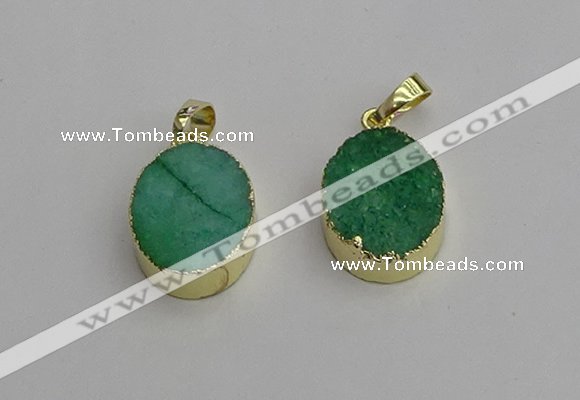 NGP7200 15*20mm oval druzy quartz pendants wholesale