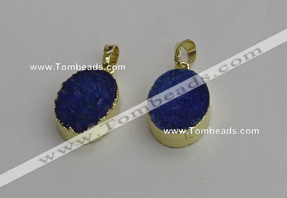 NGP7201 15*20mm oval druzy quartz pendants wholesale