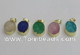 NGP7203 15*20mm oval druzy quartz pendants wholesale