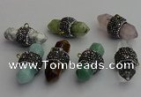 NGP7220 15*40mm sticks mixed gemstone pendants wholesale