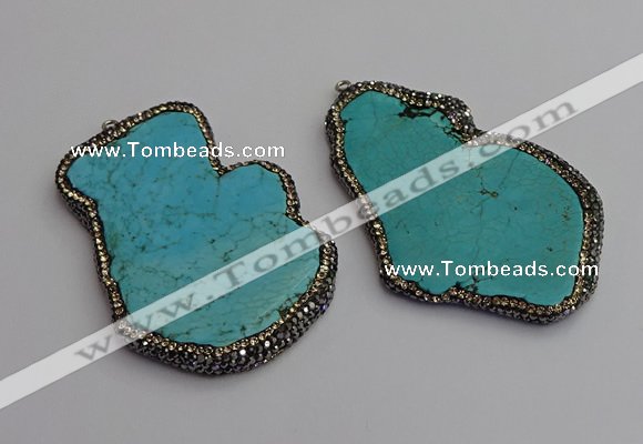 NGP7222 30*50mm - 40*60mm freeform turquoise gemstone pendants