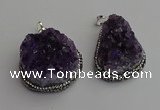 NGP7233 25*40mm - 30*40mm freeform druzy amethyst pendants