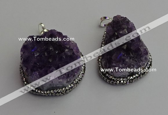 NGP7233 25*40mm - 30*40mm freeform druzy amethyst pendants