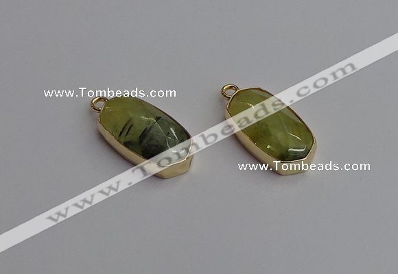 NGP7263 13*25mm faceted freeform green rutilated quartz pendants