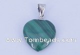 NGP727 15*15mm heart natural malachite with 18KGP gemstone pendant