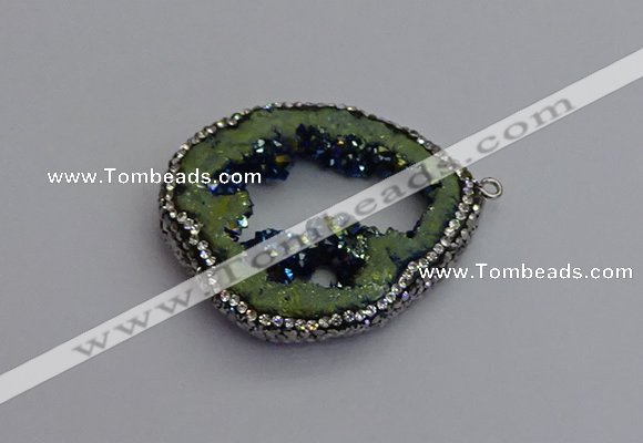 NGP7286 25*35mm - 35*40mm freeform plated druzy agate pendants