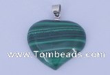 NGP729 25*25mm heart natural malachite with 18KGP gemstone pendant