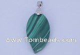 NGP730 15*28mm leaf natural malachite with 18KGP gemstone pendant