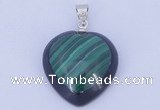 NGP732 20*20mm heart natural malachite & black agate with 18KGP pendant