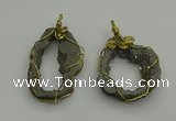 NGP7343 40*55mm - 45*50mm freeform plated druzy agate pendants