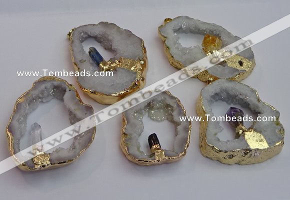 NGP7396 45*50mm - 50*55mm freeform druzy agate pendants