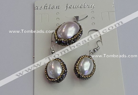 NGP7398 15*18mm - 18*22mm oval shell pearl jewelry sets