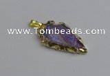 NGP7403 22*30mm - 25*40mm arrowhead plated druzy quartz pendants