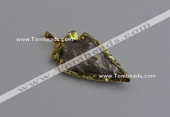 NGP7408 22*30mm - 25*40mm arrowhead plated obsidian pendants