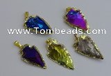 NGP7415 22*30mm - 25*40mm arrowhead plated obsidian pendants