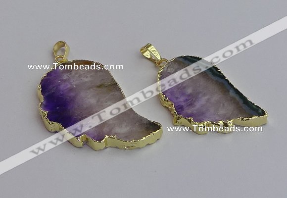 NGP7435 25*45mm - 30*50mm freeform druzy amethyst pendants