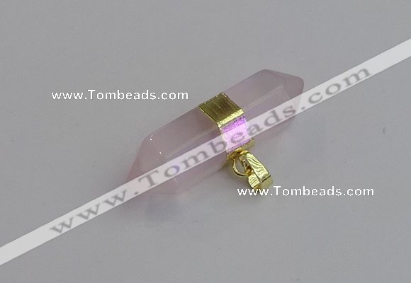 NGP7442 12*45mm sticks rose quartz pendants wholesale