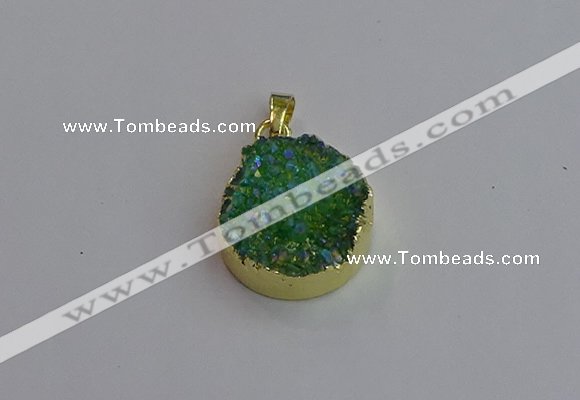 NGP7461 20mm coin plated druzy agate gemstone pendants