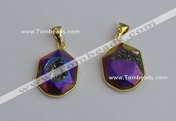 NGP7466 16*18mm freeform plated druzy agate gemstone pendants