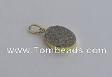 NGP7491 15*20mm oval plated druzy agate gemstone pendants