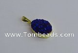 NGP7495 15*20mm oval plated druzy agate gemstone pendants