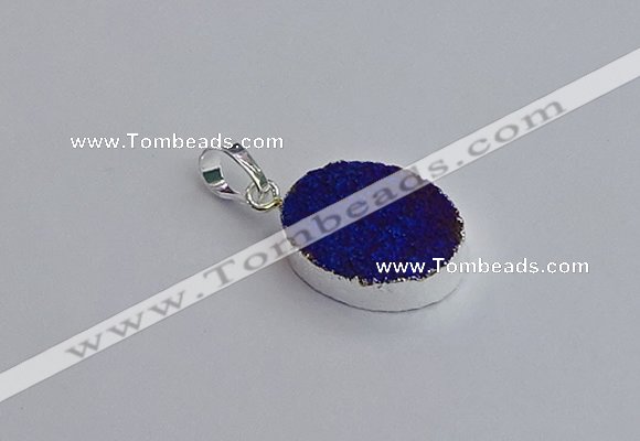 NGP7509 15*20mm oval plated druzy agate gemstone pendants