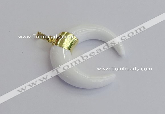 NGP7515 35*38mm horn white porcelain pendants wholesale