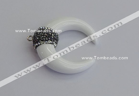 NGP7525 35*38mm horn white porcelain pendants wholesale